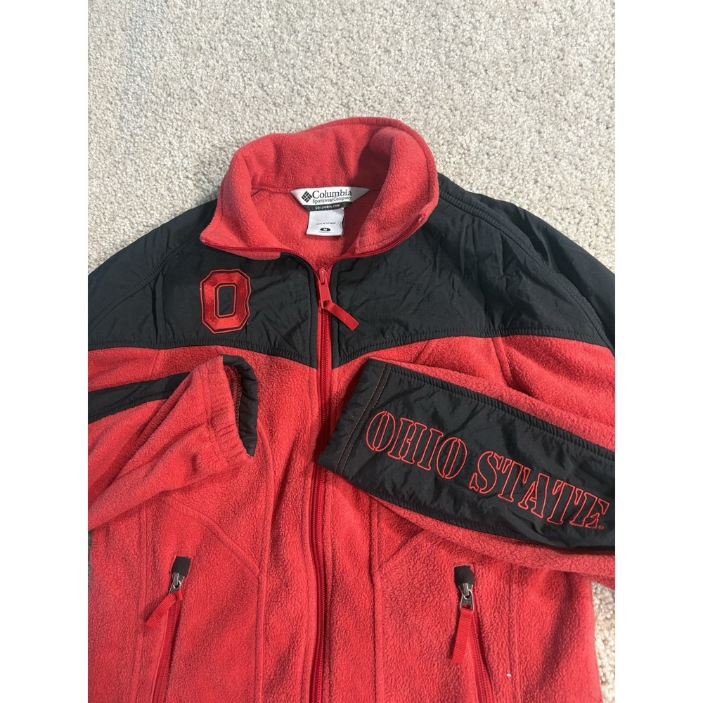 Columbia Ohio State Buckeyes Womens Fleece Jacket Full Zip Red Black Size Medium